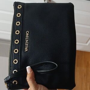 New Authentic mario valentino clutch wristle handbag bag black
